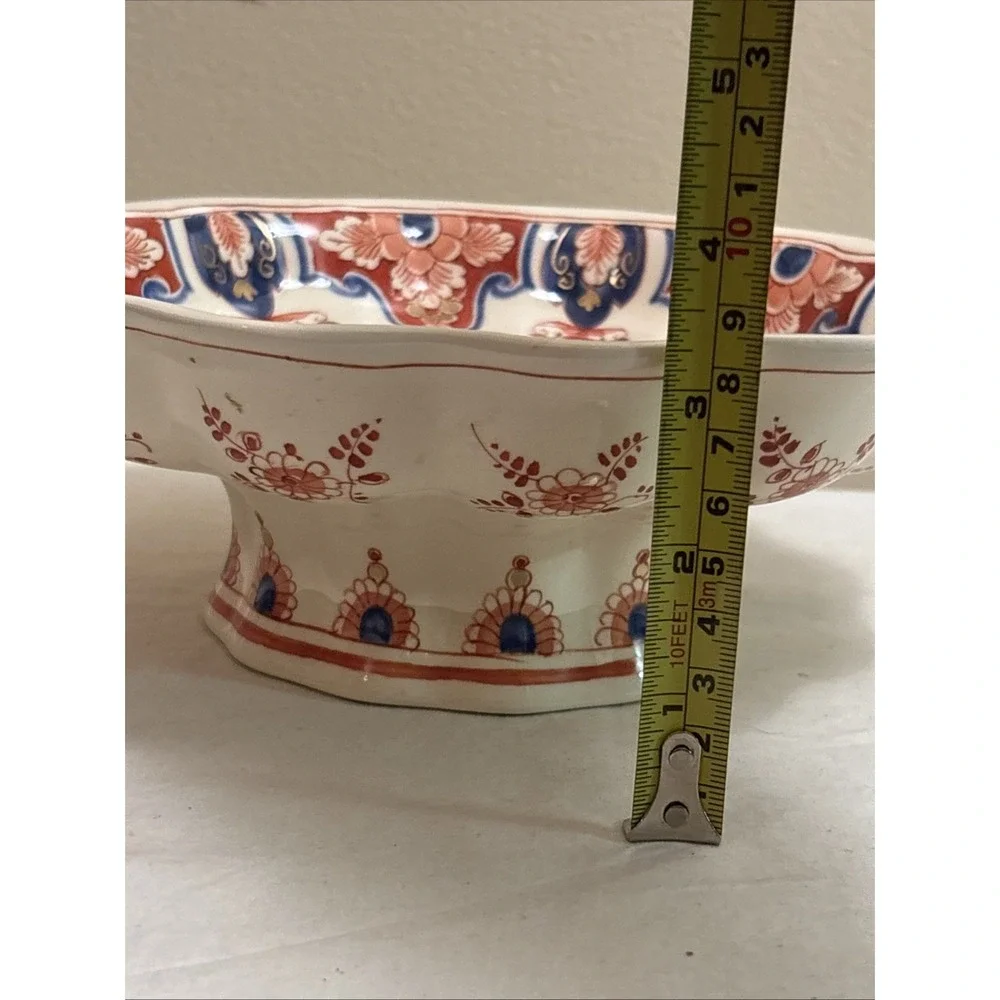 Vtg De Porceleyne Fles Delft Imari Style Scalloped Fruitschaal Bowl 8.5